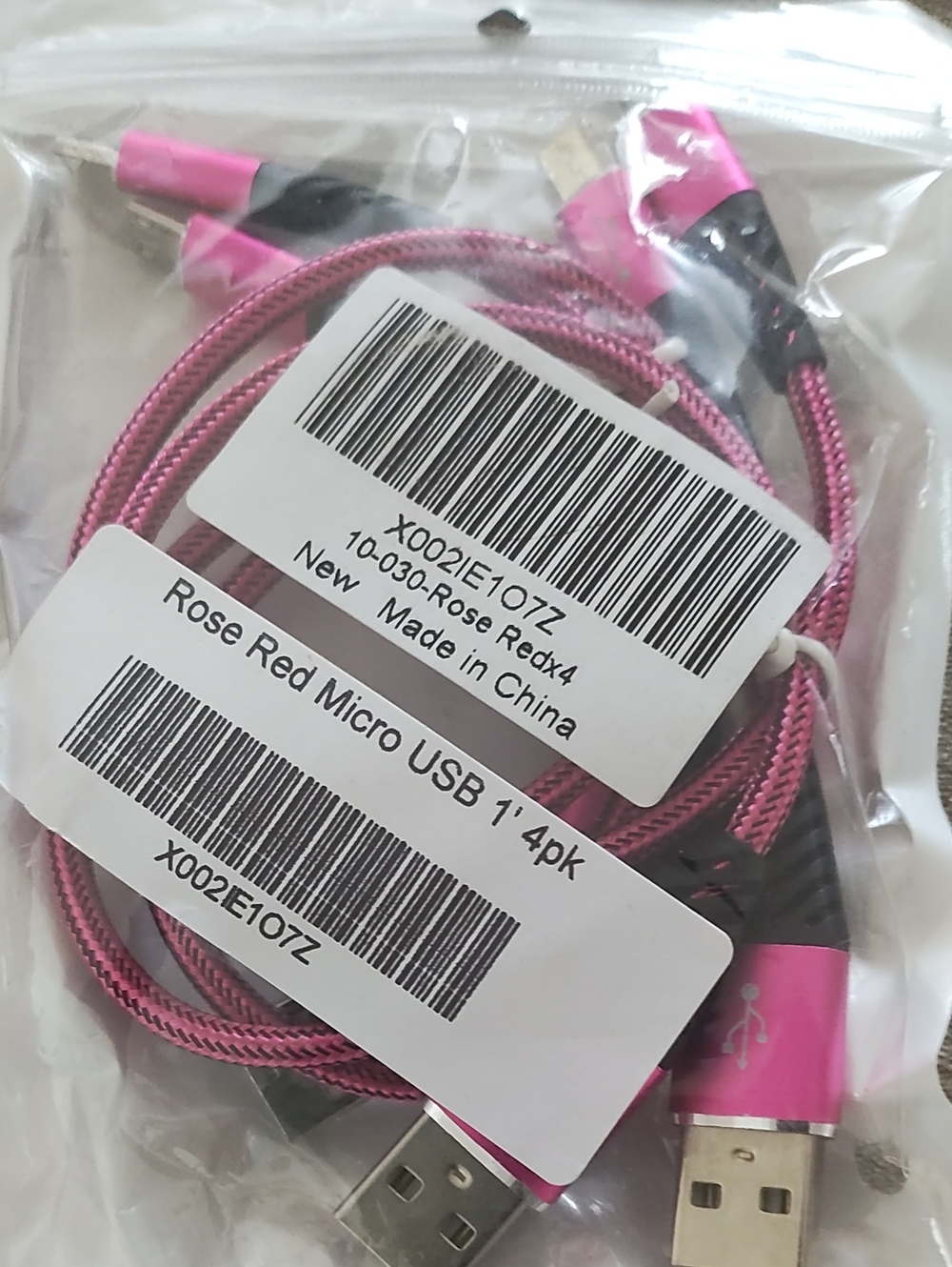 4 Pk MICRO USB Cable 1FT Short Phone Charger Nylon Braided Android  NEW
